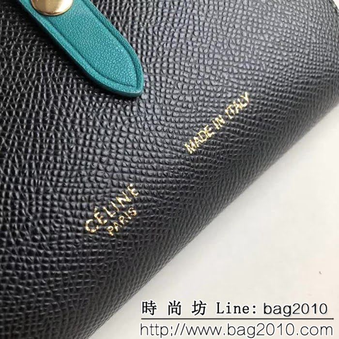 CELINE賽琳原單 專櫃款 手掌紋牛皮小號搭扣拼色錢夾 0146 SL1422